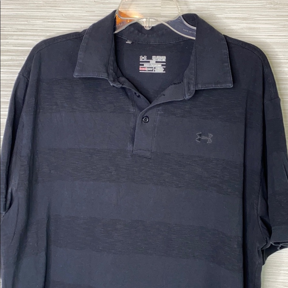 Men’s 2XL Under Armour headgear black casual striped polo